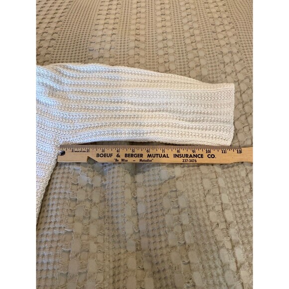 Cowl Neck Sweater Jacket Beige Cream Size ? Small 45% Cotton 20% Wool 3/4 Sleeve - Picture 11 of 12